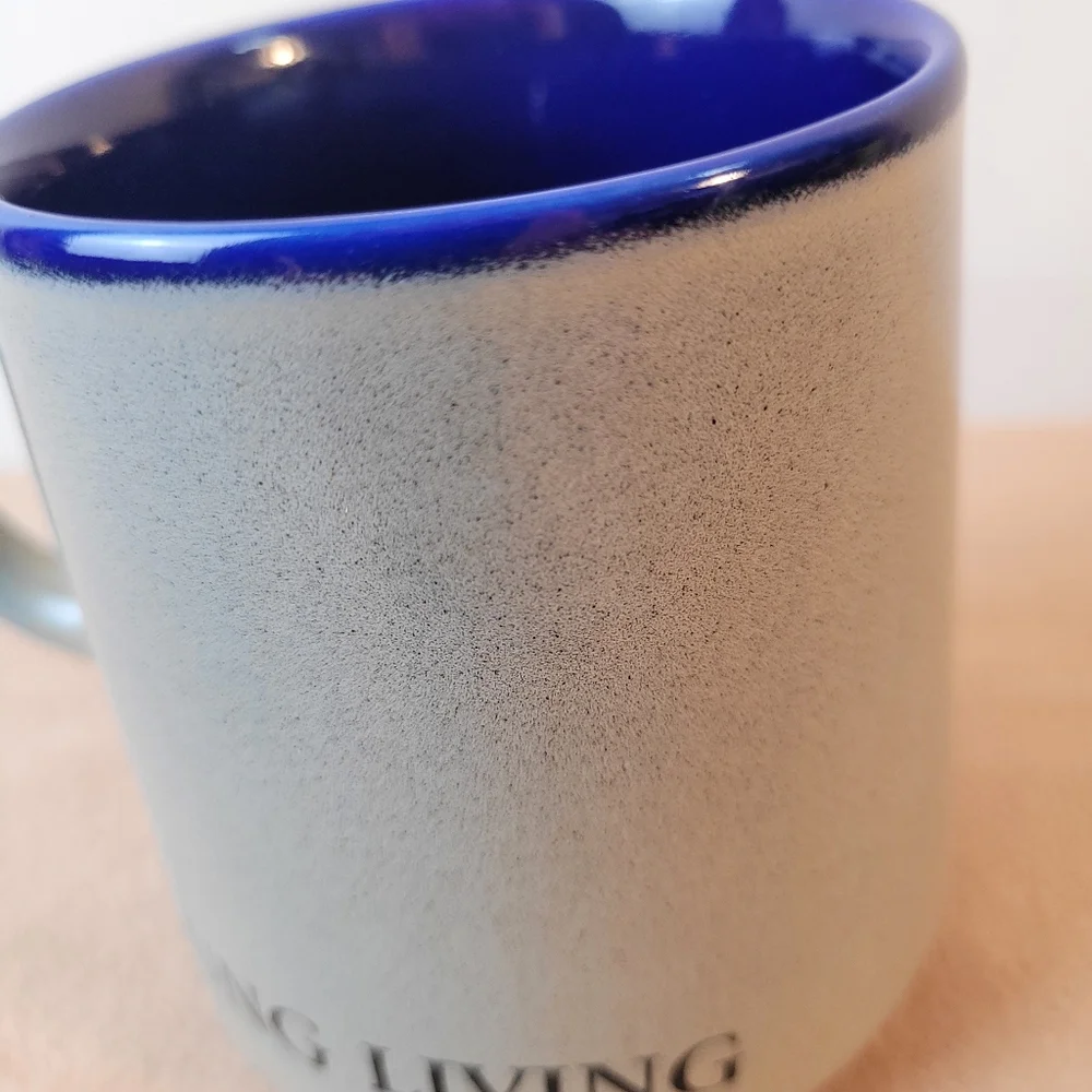 Young Living Mug Stoneware Coffee Cup Gray Blue. Speckled Ceramic. Round Handle.